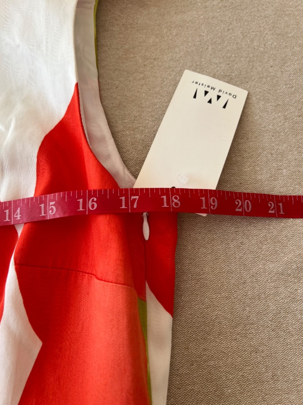 Y2K David Meister Floral Dress Red White Sleeveless Knee Length Size 8 NWT - Picture 5 of 10